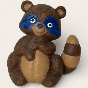Vintage Ceramic Bisque Hand Painted Raccoon - 1980s